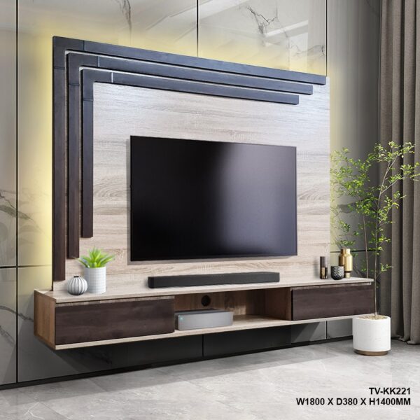 LED LIGHT TV WALL CABINET (6FT) – NEW – Ladaza Furniture